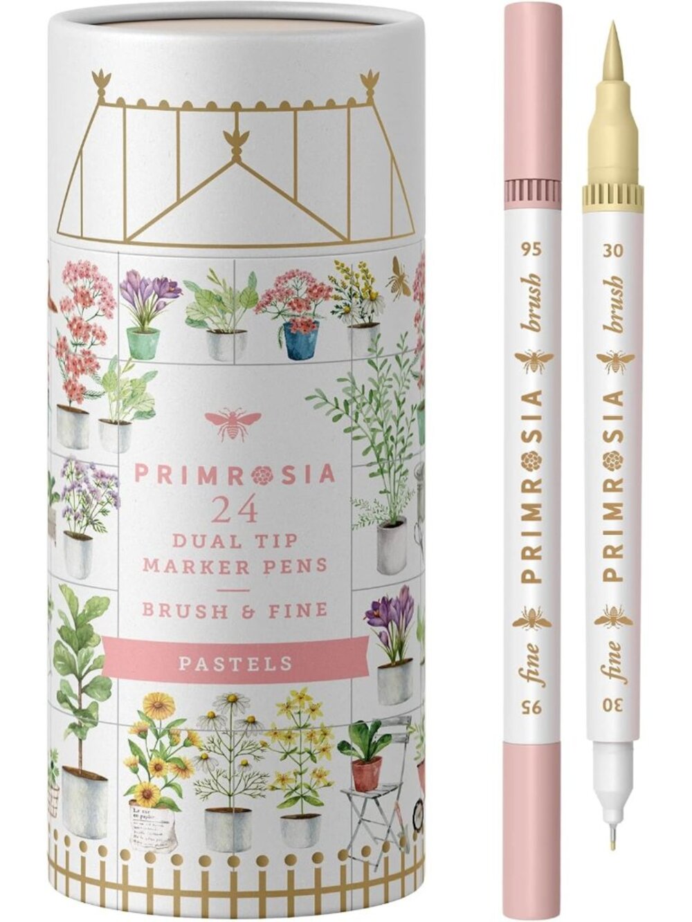 24 Pastel Dual Tip Markers - Fine Tip & Brush Pens for Art, Drawing, Calligraphy